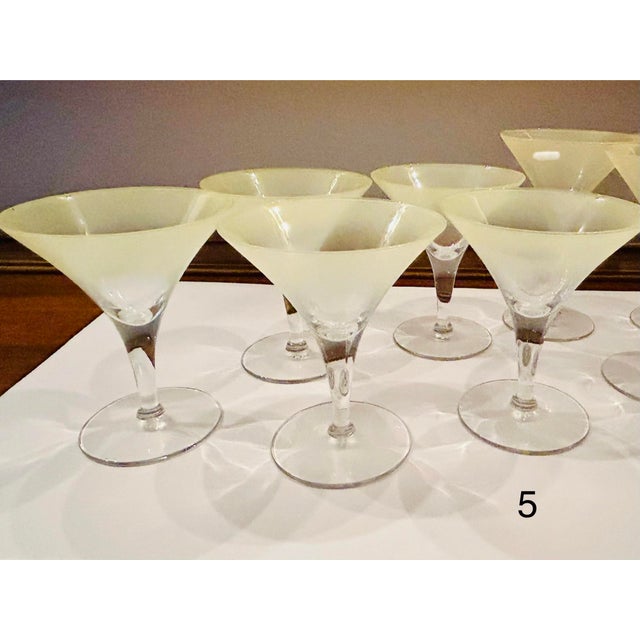 Vintage Dorothy Thorpe Yellow Frosted Martini, Cocktail Glasses. Mid-Century Modern - 5 pcs For Sale - Image 11 of 11