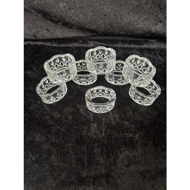 These beautiful vintage crystal napkin rings are made of full lead crystal and feature a scalloped edge with diamond...