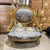 Rococo Style Big Blue Chair With Gold Details For Sale - Image 4 of 4