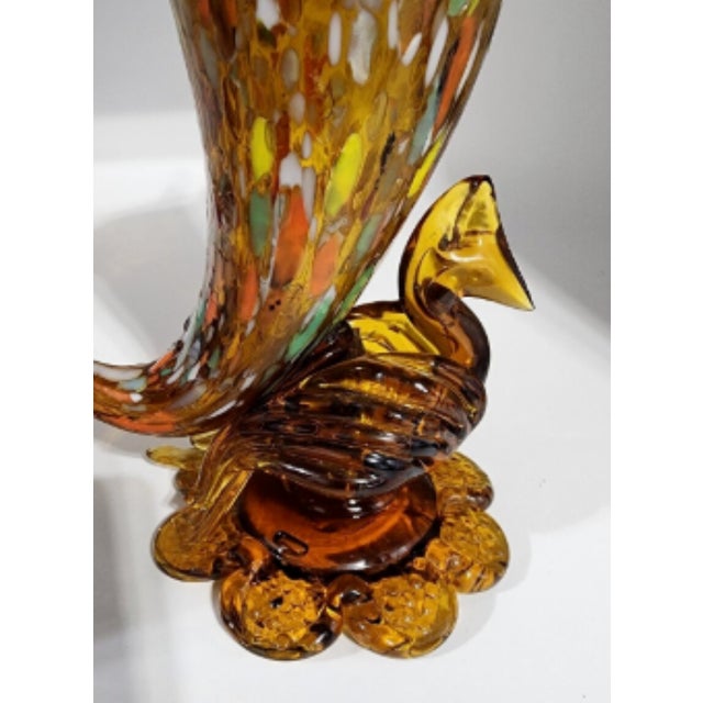 Brown Vintage Murano Amber Glass 'End of Day' Turkey Cornucopia Vase For Sale - Image 8 of 13