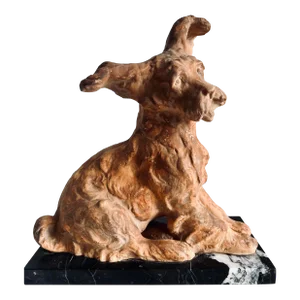 20th Century Artisan Handcrafted Terracotta Dog Sculpture