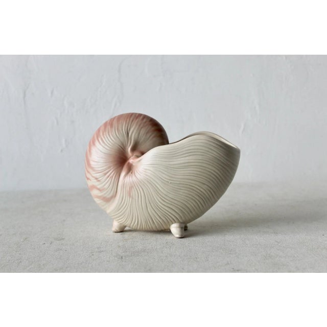 Fitz and Floyd Vintage Fitz & Floyd Footed Porcelain Ceramic Nautilus Planter For Sale - Image 4 of 9