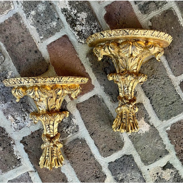 Vintage Italian Carved Giltwood Brackets For Sale In Birmingham - Image 6 of 6