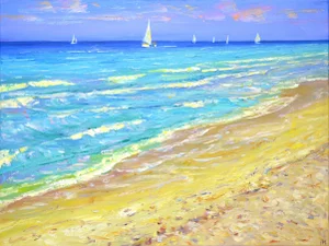 Warm Evening at Sea. Modern Original Painting. Iryna Kastsova