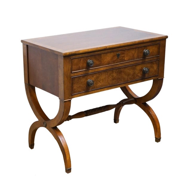 Neoclassical Ethan Allen Townhouse Collection Italian Neoclassical Tuscan Style Burled Wood 32" Two Drawer Accent Chest 30-5206 For Sale - Image 3 of 13