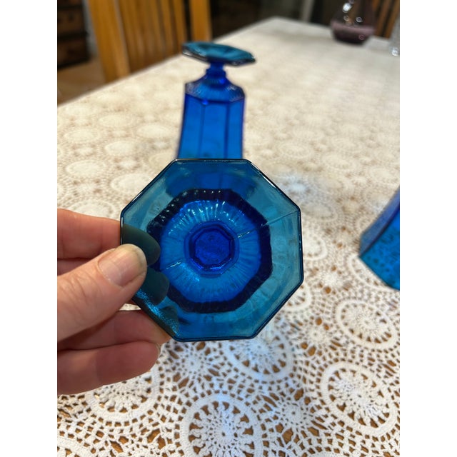 Boho Chic Vintage Electric Blue by Independence Glass - Iced Tea or Anything Goblets - Set of 6 For Sale - Image 3 of 8