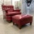1940s American Art Deco Club Chair & Ottoman in Red Naugahyde - a Pair For Sale - Image 5 of 13
