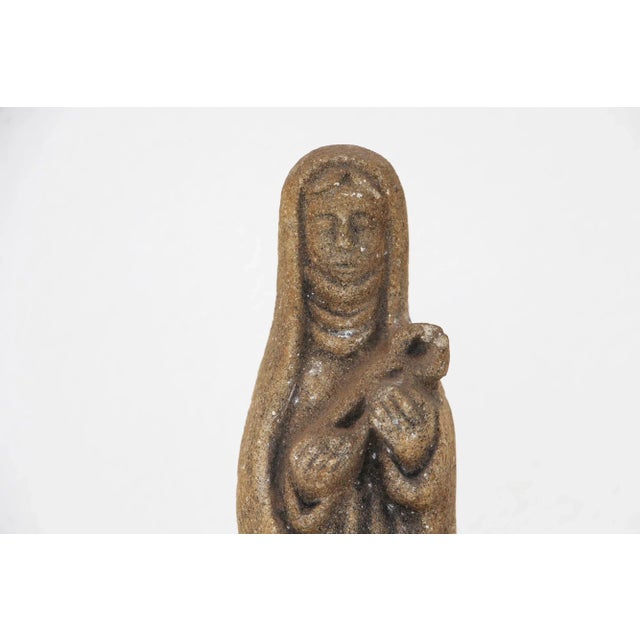 Religious Late 19th Century Carved Granite Holy Mary With Baby Jesus Figurine For Sale - Image 3 of 13