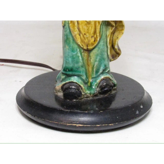 Vintage Chinese mud man pottery lamp, c.1930’s A fun lamp made with a mud man figure converted into a lamp. The figure is...