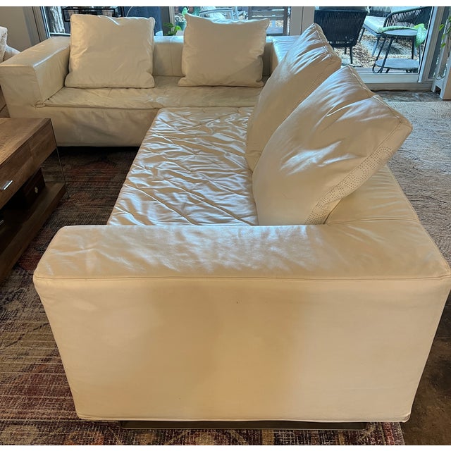 Mid-Century Modern Giovannetti Collezioni "Friends Light" Modular Sofa - White Italian Leather For Sale - Image 3 of 11
