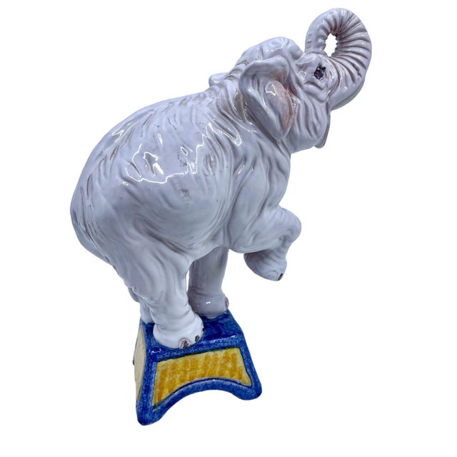 Late 20th Century Vintage Italian Terracotta White Elephant Statue For Sale - Image 5 of 8