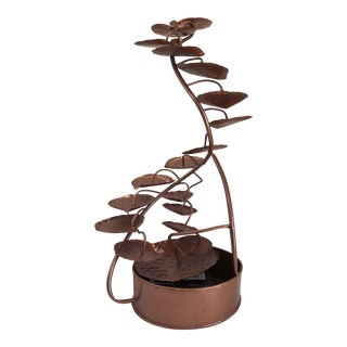 Mid-Century Artisan Copper 18 Tier Lily Pad Fountain For Sale