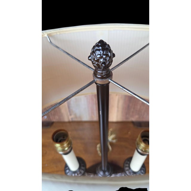 Metal Vintage 1998 Frederick Cooper "Trevor" Dark Bronze & Brass Bouillotte Table Lamp For Sale - Image 7 of 14