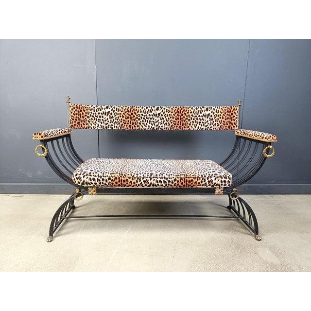Curule Bench in the style of Maison Jansen, 1960s For Sale - Image 10 of 12