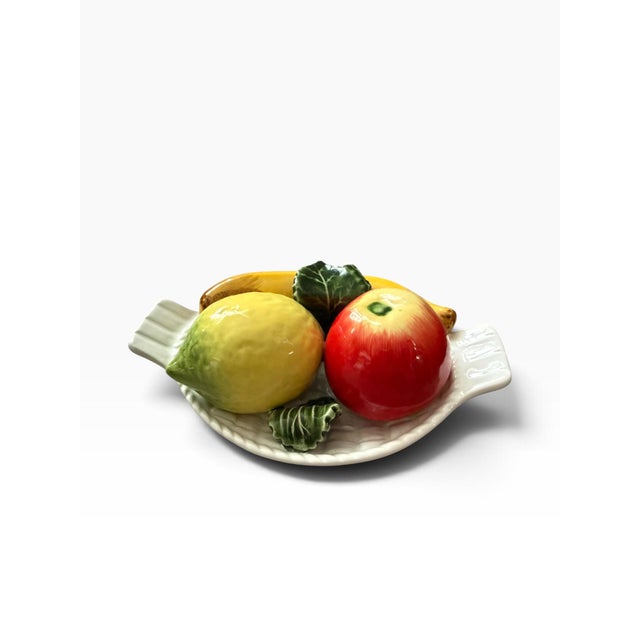 Charming vintage Genin Trudeau ceramic fruit basket, made in Portugal and featuring a beautifully sculpted arrangement of...