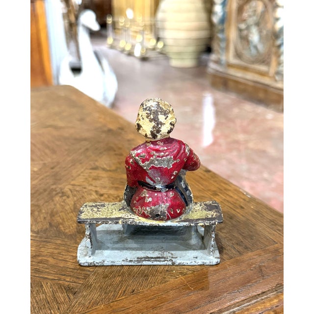 Red Pair 19th Century French Hand-Painted Cast Iron Figural Bookends For Sale - Image 8 of 9