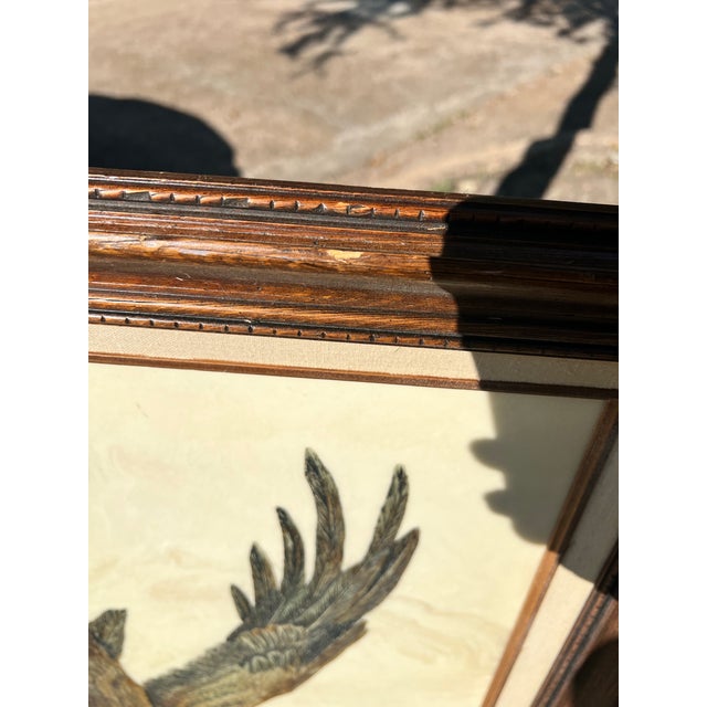 Antique White Large Framed Vintage Eagle Faux Marble Carving by d.r. Miller For Sale - Image 8 of 11