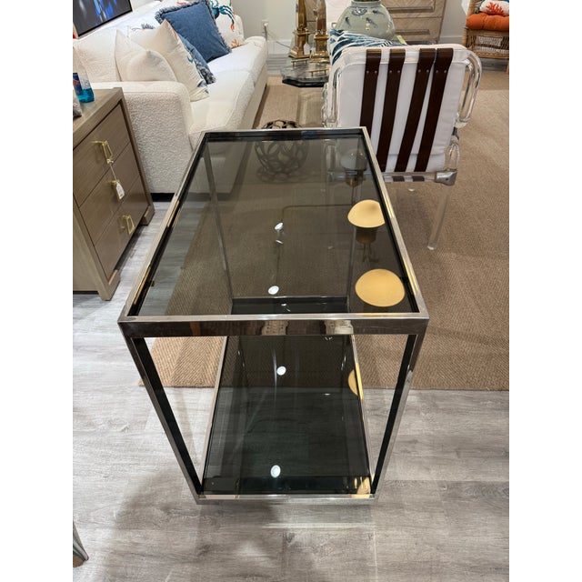 Vintage Chrome Bar Cart For Sale - Image 4 of 5