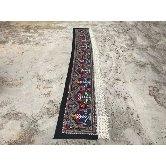 Vintage Black Table Runner with Special Tassel, 1980s For Sale - Image 6 of 11