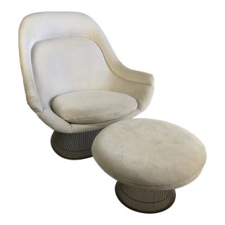 1970s Easy Lounge Chair With Ottoman Attributed to Warren Platner for Knoll For Sale