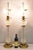 Vintage French Empire Style Brass & Crystal Glass Column "Oil Lamp Style" Table Lamps by Wilmar - a Pair. Circa Mid 20th...