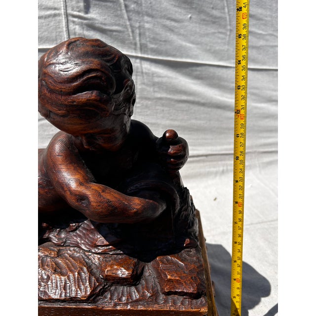 Antique Italian Hand Carved Walnut Putti For Sale - Image 10 of 10