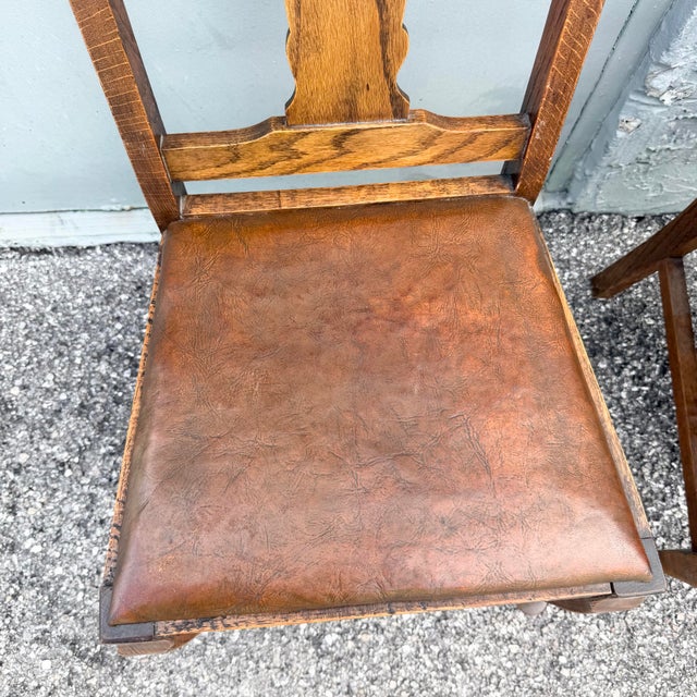 Traditional Antique Oak Dining Chairs - A Pair For Sale - Image 3 of 11