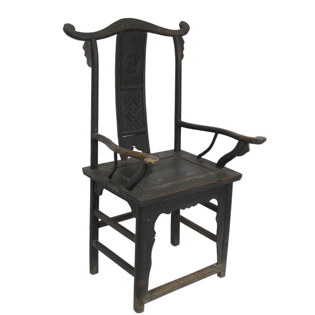 Antique Chinese Black Armchairs - a Pair For Sale In Greensboro - Image 6 of 12