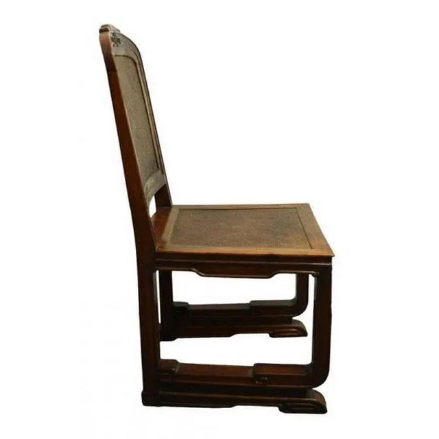 Wood Antique Dark Brown Lacquer Side Chair With Rattan Seat From China, 19th Century For Sale - Image 7 of 10