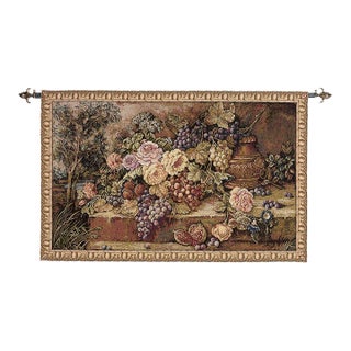 Exotic Still-Life Loom Woven Tapestry - 67 X 104 Cm (2'2" X 3'5") - Requires Rod Size 3 For Sale