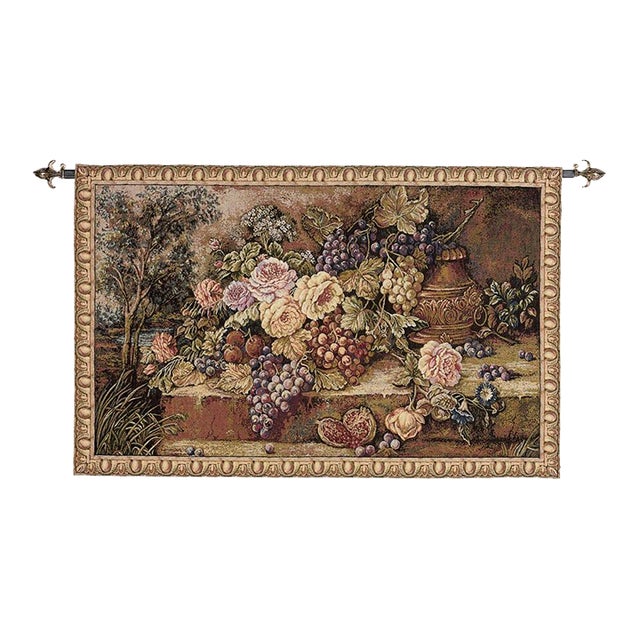 Exotic Still-Life Loom Woven Tapestry - 67 X 104 Cm (2'2" X 3'5") - Requires Rod Size 3 For Sale