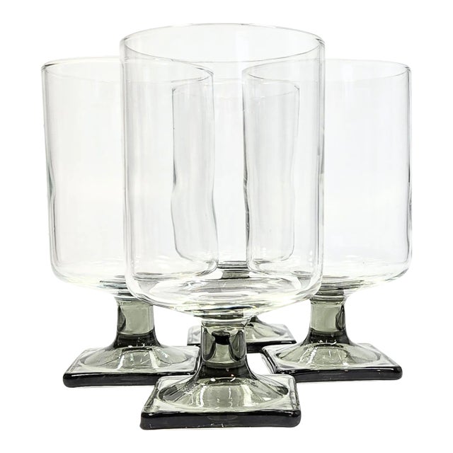 Grey Square Footed Goblets- Set of Four For Sale