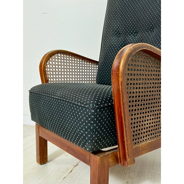 Wood Lounge Armchair with Viennese Wickerwork, 1930s For Sale - Image 7 of 13