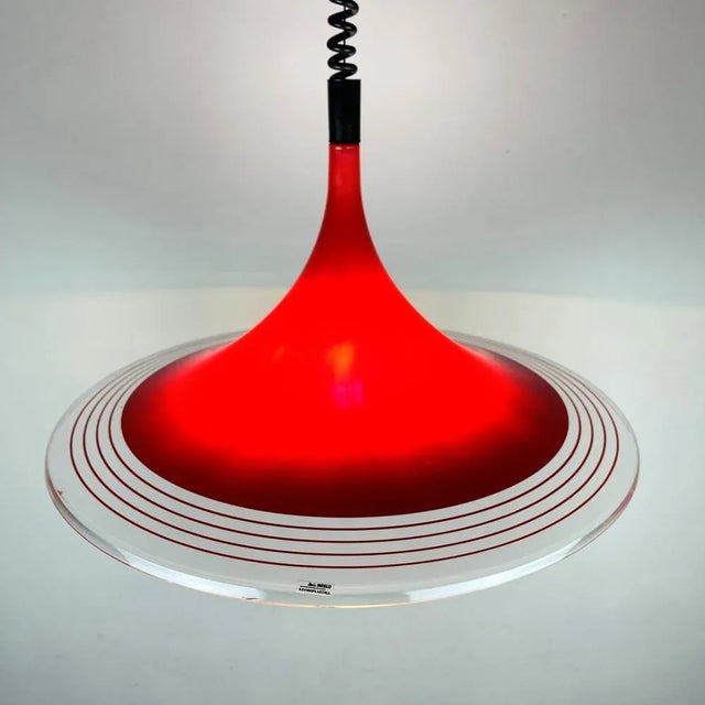 Red Mid-Century Red Plastic Albatros Pendant Lamp from Meblo, Yugoslavia, 1970s For Sale - Image 8 of 12