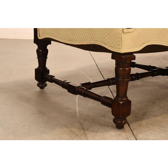 Green Antique Italian Rococo Carved Walnut Frame Long Sofa For Sale - Image 8 of 18