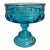 1960s Indiana Glass King's Crown Aqua Blue Thumbprint Pedestal Compote For Sale