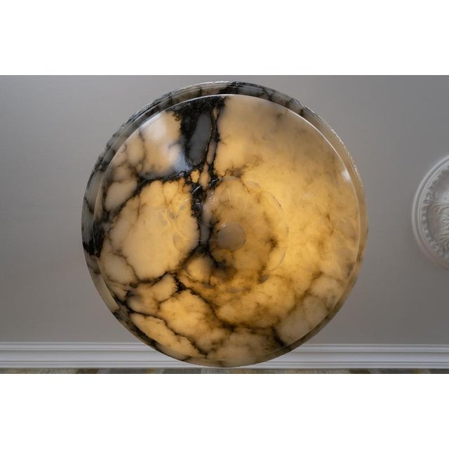 Black Extra Large Art Deco Six-Light Alabaster Pendant with Dark Veining, 1920 For Sale - Image 8 of 18