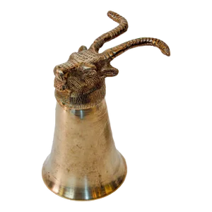 Silver Stirrup Cup Goblet Antelope Head Hunting Equestrian Barware Decor 1970s