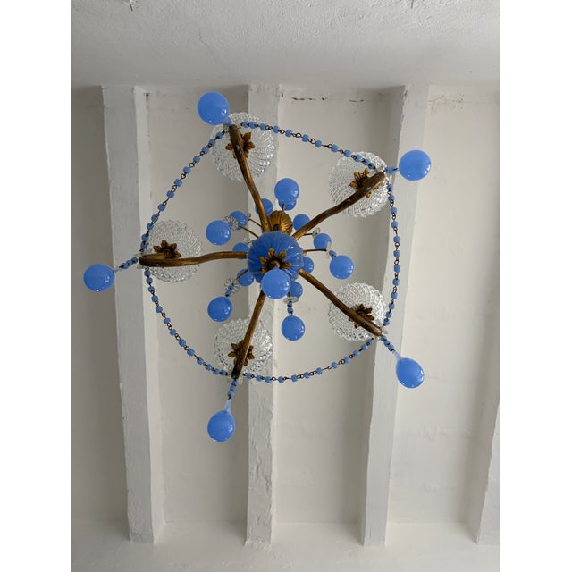 French Lavender Purple Opaline Drops Beads French One of a Kind Chandelier Rare For Sale - Image 3 of 10