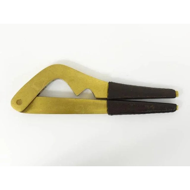 Metal Mid-Century Brass and Leather Nutcracker attributed to Carl Auböck, Austria, 1950s For Sale - Image 7 of 9