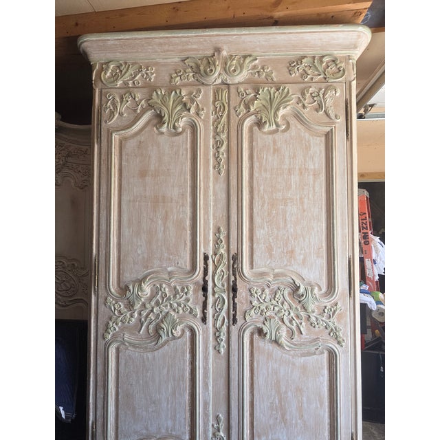 Large White French Style Armoire With Interior Drawers For Sale - Image 4 of 12