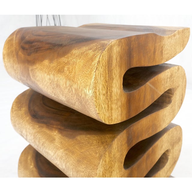 Snake Shape One Piece Carved Solid Walnut Square Top Stool Side Table Stand MINT For Sale - Image 6 of 12