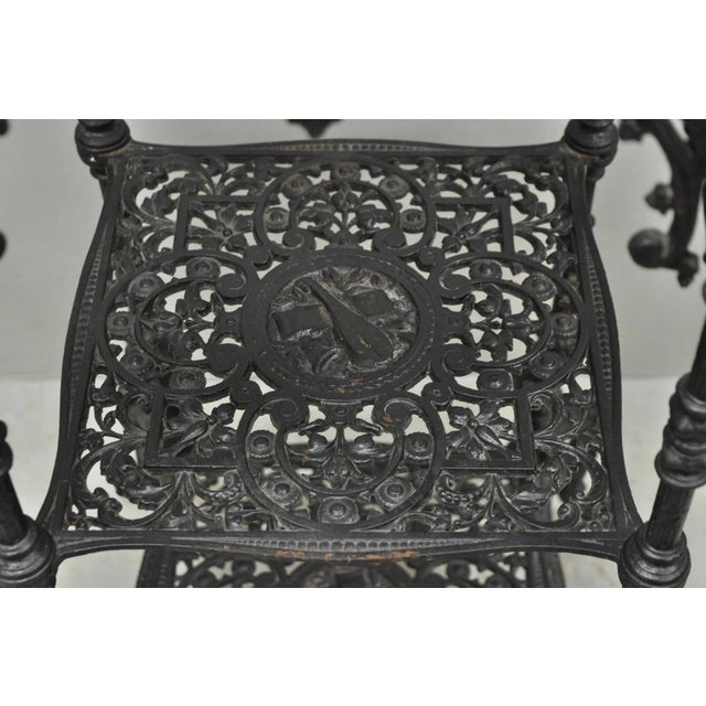 Antique French Renaissance Victorian Cast Iron Figural 3 Tier Plant Stand Table For Sale - Image 12 of 18