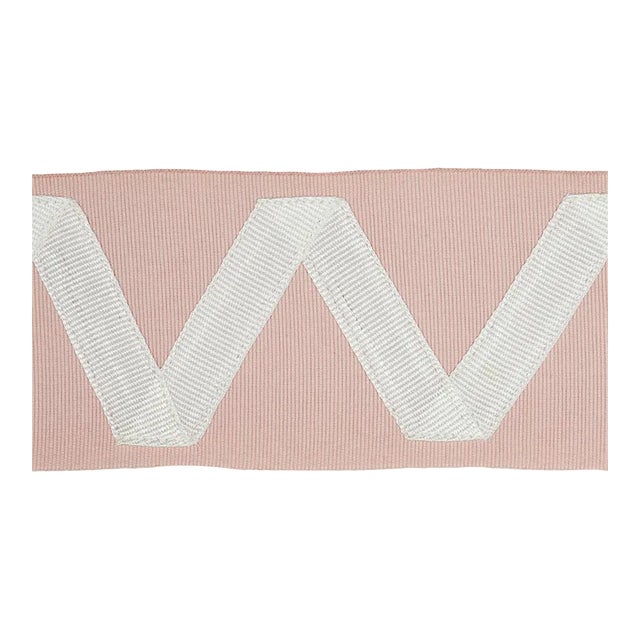 Schumacher Legere Applique Tape in Ivory On Blush For Sale