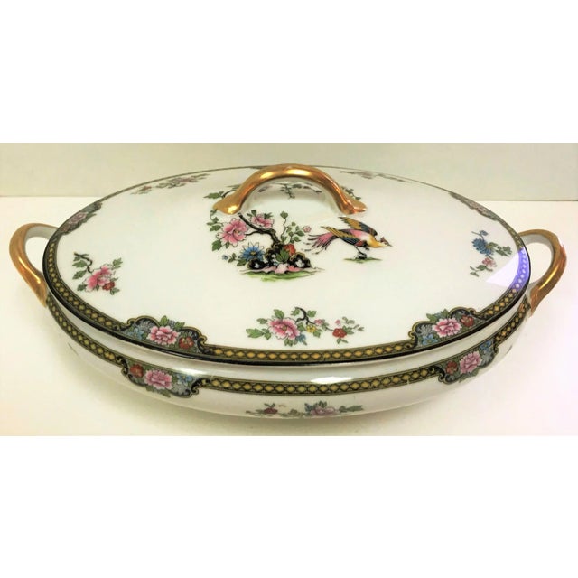 Japanese Noritake Porcelain "Pheasant" Pattern Serving Dish With Lid Circa 1920's For Sale - Image 11 of 11