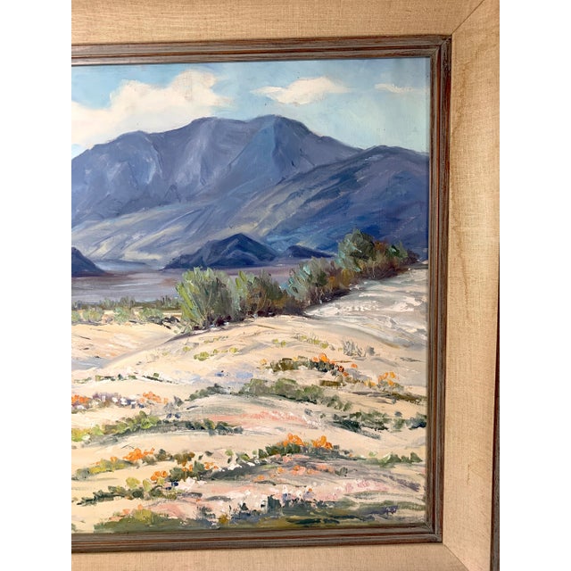 Wood Mid 20th Century "Mount San Jacinto, Palm Springs" Oil Painting on Canvas, Framed For Sale - Image 7 of 11
