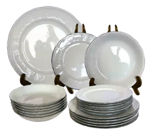 Mid-Century Dinner Service for 6 in Porcelain with Silver Rims from Seltmann Weiden Bavaria, West Germany, 1960s, Set of 18