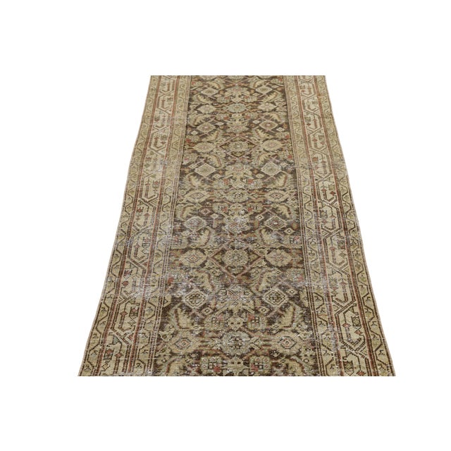 19th Century Antique Malayer Wool Hallway Runner Rug in Earthy Neutrals For Sale - Image 9 of 9