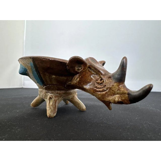 Zoomorphic Sandstone Ring Bowl by Alain Blanchard, 1970, in Very Good conditions. Designed 1970 to 1979 This piece has an...