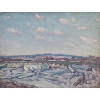 Vintage Impressionist Winter Landscape Oil Painting, Ukrainian Art 34-46 For Sale